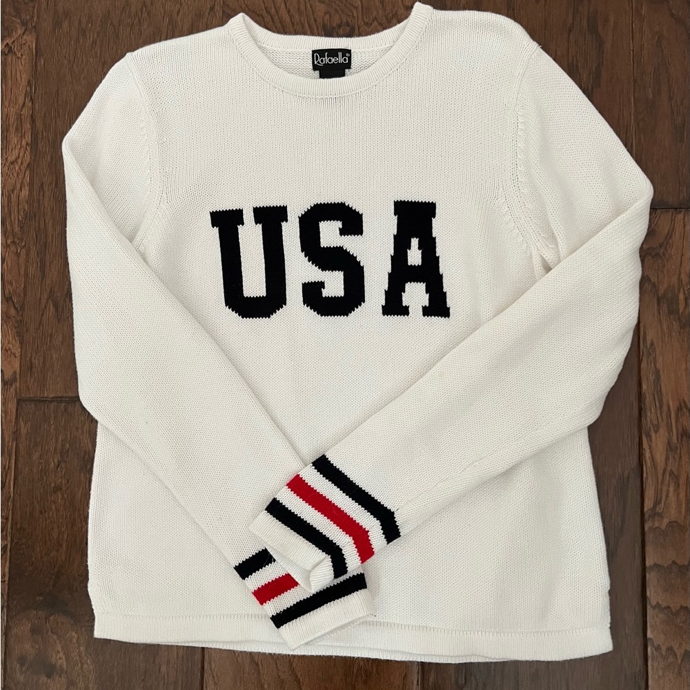 Rafaella Black Red White USA Sweater Size M
